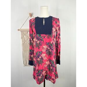 Anthropologie Maeve Tropical Bird Tunic Mini Dress Size 2 Red